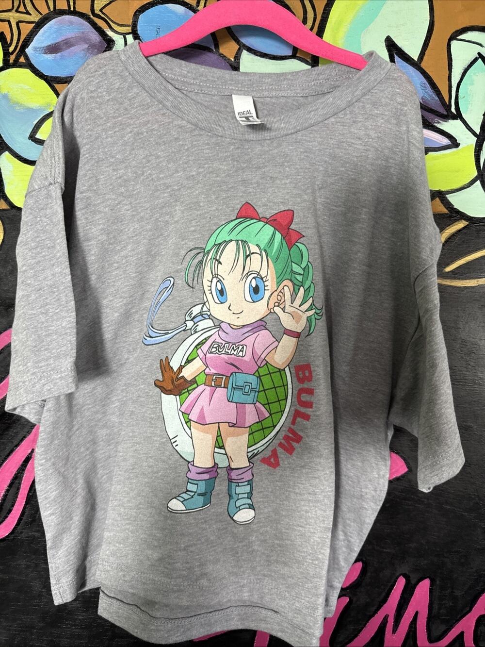 Women's Dragonball Bulma Crop Tee T-Shirt, Grey, Size Medium